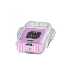 ENCEDEDOR ELECTRICO RECARGABLE DOBLE ARCO IMPERMEABLE DE CARCASA TRANSPARENTE  COLOR ROSA
