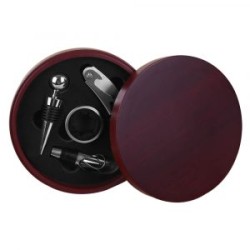 SET REDONDO DE MADERA COLOR CEDRO PARA BAR 4 PIEZAS