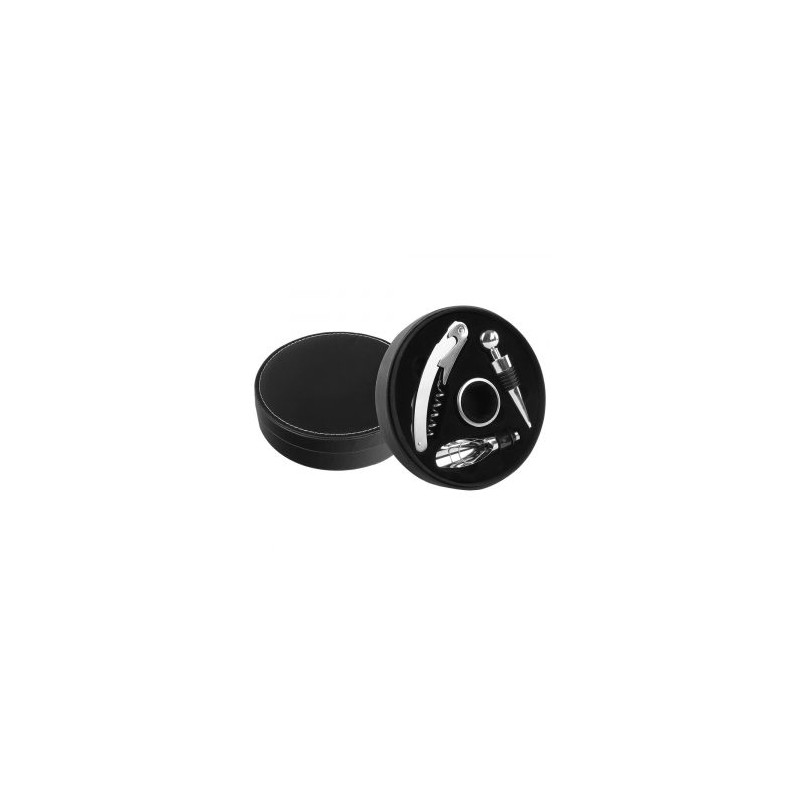 SET REDONDO DE PU NEGRO PARA BAR 4 PIEZAS