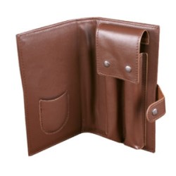 PURERA ESTUCHE COLOR CAFÉ CON 3 COMPARTIMENTOS