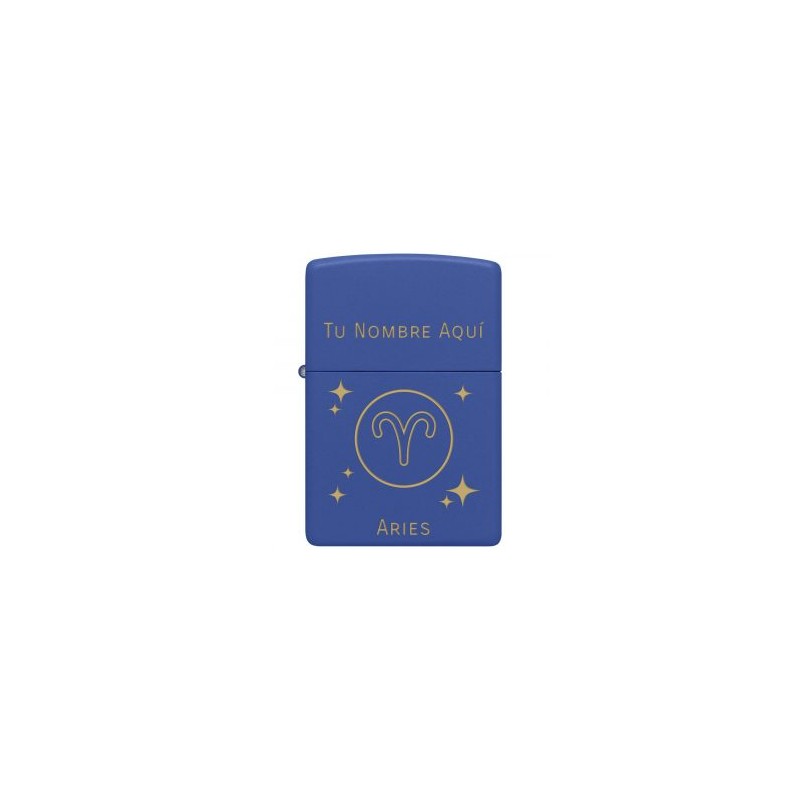ENCENDEDOR ZIPPO AZUL REAL MATE CON SIGNO ZODIACAL
