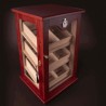 HUMIDOR MINI VITRINA DE MADERA COLOR CAOBA ROJIZO CON 3 COMPARTIMENTOS CON LLAVE PARA 100 PUROS