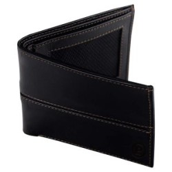 BILLETERA PARK LANE DE PIEL COSTURA CENTRAL COLOR NEGRO