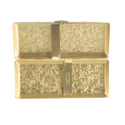 CIGARRERA METALICA CON DISEÑO DE GRECAS COLOR DORADO