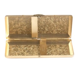 CIGARRERA METALICA CON DISEÑO DE GRECAS COLOR DORADO