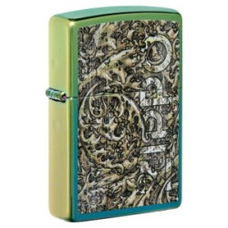 ENCENDEDOR ZIPPO DISEÑO GRECAS ANTIGUAS VERDE TEAL LOGO ZIPPO