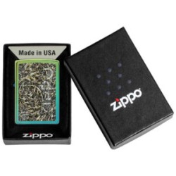 ENCENDEDOR ZIPPO DISEÑO GRECAS ANTIGUAS VERDE TEAL LOGO ZIPPO
