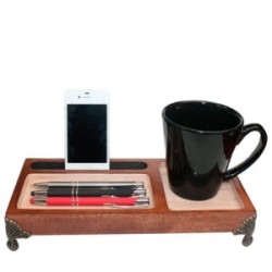 ORGANIZADOR DE ESCRITORIO PARK LANE COLOR NOGAL CON SOPORTES DE METAL