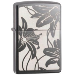 ENCENDEDOR ZIPPO NEGRO ICE CON FLORES