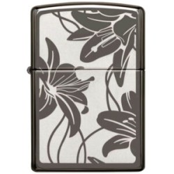 ENCENDEDOR ZIPPO NEGRO ICE CON FLORES