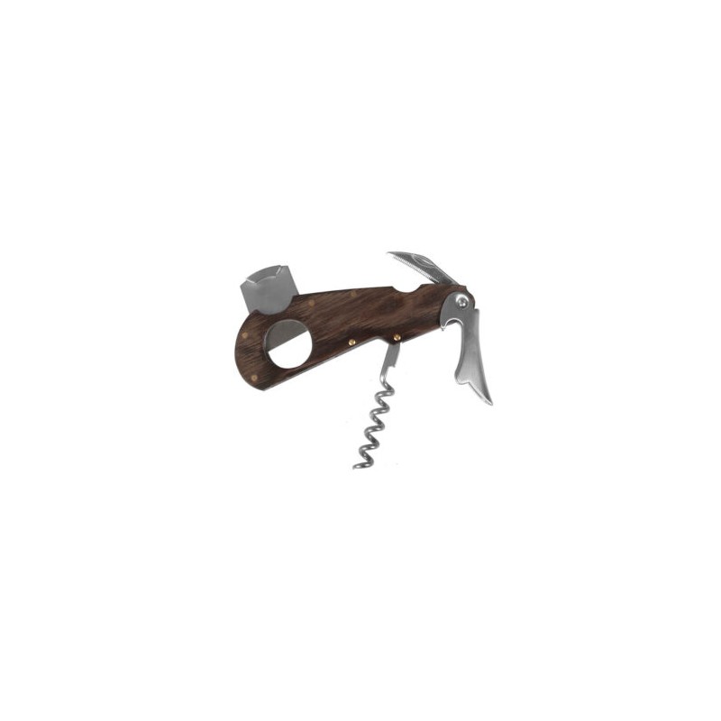 SACACORCHOS DE 2 TIEMPOS CON CORTAPURO CAOBA