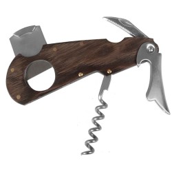 SACACORCHOS DE 2 TIEMPOS CON CORTAPURO CAOBA