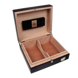 HUMIDOR PARK LANE NEGRO BRILLANTE CON ACCESORIOS NIQUELADOS