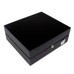 HUMIDOR PARK LANE NEGRO BRILLANTE CON ACCESORIOS NIQUELADOS