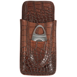 PURERA PORTA CORTAPUROS PU CAFE PARA 3 PUROS CON CORTAPURO