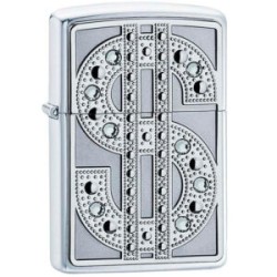 ENCENDEDOR ZIPPO CROMADO BRILLANTE EMBLEMA BLING