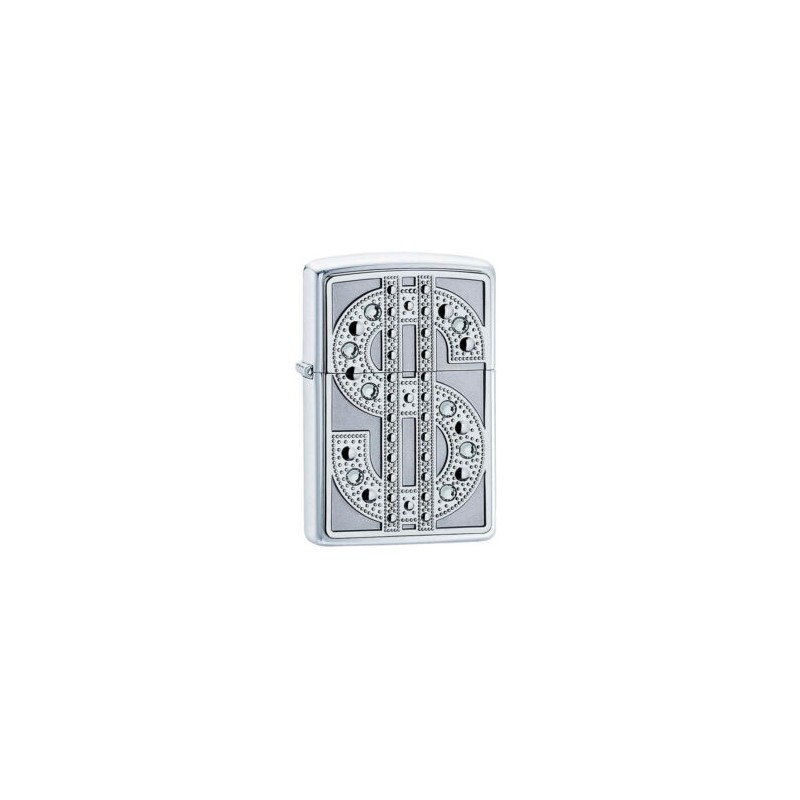 ENCENDEDOR ZIPPO CROMADO BRILLANTE EMBLEMA BLING