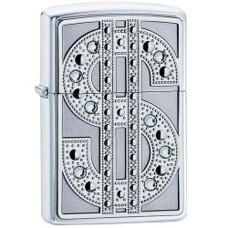 ENCENDEDOR ZIPPO CROMADO BRILLANTE EMBLEMA BLING