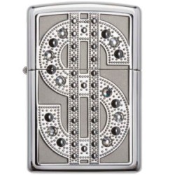ENCENDEDOR ZIPPO CROMADO BRILLANTE EMBLEMA BLING