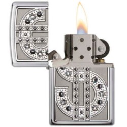 ENCENDEDOR ZIPPO CROMADO BRILLANTE EMBLEMA BLING