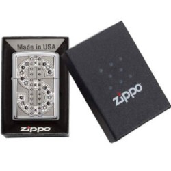ENCENDEDOR ZIPPO CROMADO BRILLANTE EMBLEMA BLING