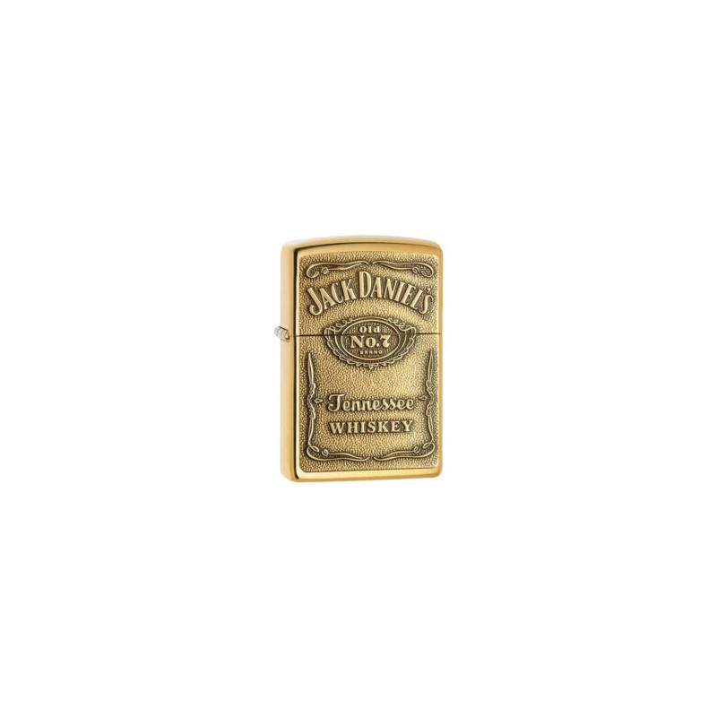 ENCENDEDOR ZIPPO BRONCE BRILLANTE JACK DANIELS EMBLEMA LABEL BRASS