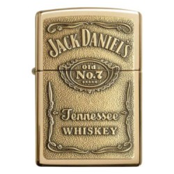 ENCENDEDOR ZIPPO BRONCE BRILLANTE JACK DANIELS EMBLEMA LABEL BRASS