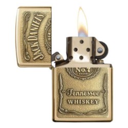 ENCENDEDOR ZIPPO BRONCE BRILLANTE JACK DANIELS EMBLEMA LABEL BRASS