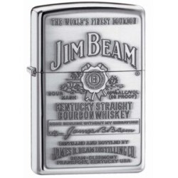 ENCENDEDOR ZIPPO CROMADO BRILLANTE EMBLEMA JIM BEAN