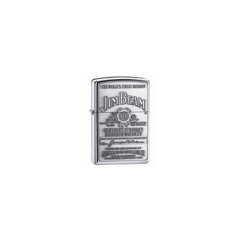ENCENDEDOR ZIPPO CROMADO BRILLANTE EMBLEMA JIM BEAN