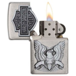 ENCENDEDOR ZIPPO CROMADO MATE HARLEY DAVIDSON MADE USA EMBLEMA