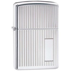 ENCENDEDOR ZIPPO CROMADO BRILLANTE RAYAS VERTICALES ENGINE TURNED