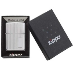 ENCENDEDOR ZIPPO CROMADO BRILLANTE RAYAS VERTICALES ENGINE TURNED